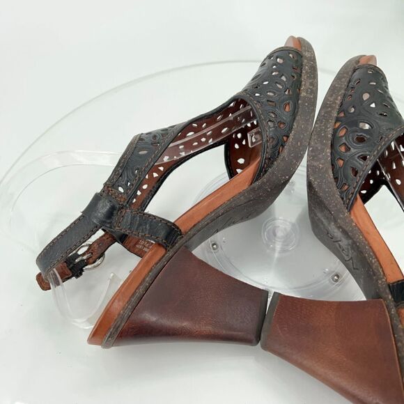 Naya Alpine Sandal Women's Size 10 M Black Leather Tooled Block Heel Slingback - Picture 8 of 16
